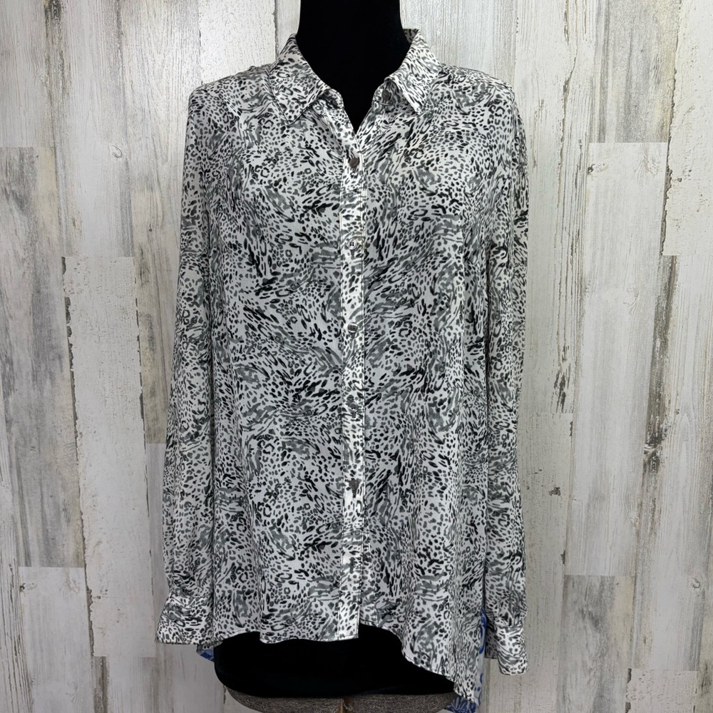 Nicole by Nicole Miller Animal Print Chiffon Blouse